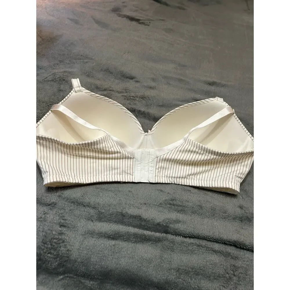Cacique Simply Wire Free T-shirt Bra, cream with gold stripes and lace, 42DD - Picture 4 of 15